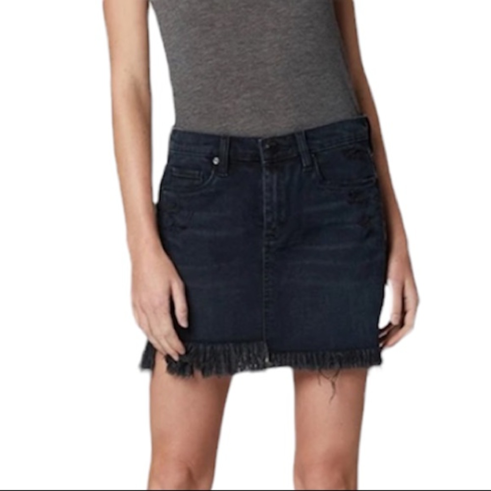 BLANK NYC Denim Mini Skirt Jean Mini Short Skirt Distressed Raw Frayed 26 US 4
